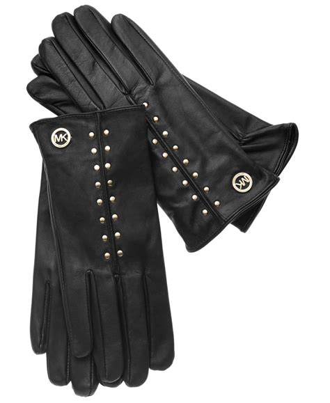 michael kors black leather studded gloves